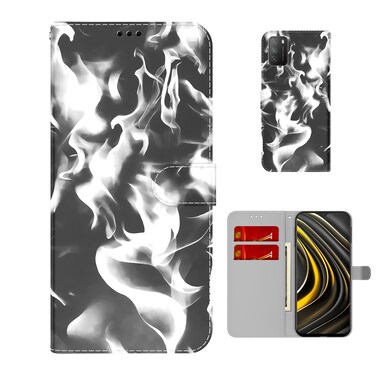 Case cover For Xiaomi Poco M3 / Redmi 9 Power / Redmi 9T / Redmi Note 9 4G Cloud Fog Pattern Horizontal Flip Leather Case with Holder &amp; Card Slot &amp; Wallet(Black)
