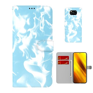 Case cover For Xiaomi Poco X3 NFC Cloud Fog Pattern Horizontal Flip Leather Case with Holder &amp; Card Slot &amp; Wallet(Sky Blue)
