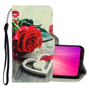 Case cover For Xiaomi Redmi Note 8 Pro 3D Colored Drawing Horizontal Flip PU Leather Case with Holder &amp; Card Slots &amp; Wallet(Red Rose)