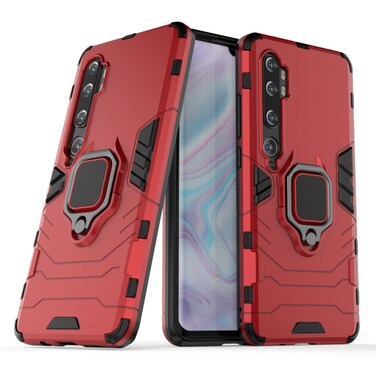 Case cover For Xiaomi Mi CC9 Pro / Mi Note 10 / Mi Note 10 Pro PC + TPU Shockproof Protective Case with Magnetic Ring Holder(Red)