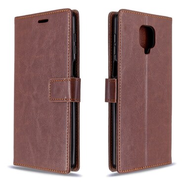 Case cover For Xiaomi Redmi Note9 Pro/Redmi Note 9s Crazy Horse Texture Horizontal Flip Leather Case with Holder &amp; Card Slots &amp; Wallet &amp; Photo Frame(Brown)