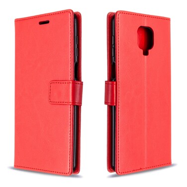 Case cover For Xiaomi Redmi Note9 Pro/Redmi Note 9s Crazy Horse Texture Horizontal Flip Leather Case with Holder &amp; Card Slots &amp; Wallet &amp; Photo Frame(Red)