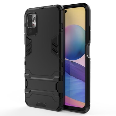 Case cover For Xiaomi Redmi Note 10 5G Shockproof PC + TPU Protective Case with Hidden Holder(Black)