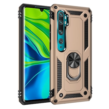 Case cover For Xiaomi Mi CC9 Pro Armor Shockproof TPU + PC Protective Case with 360 Degree Rotation Holder(Gold)