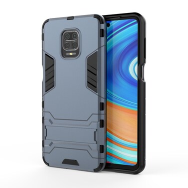 Case cover For Xiaomi Redmi Note 9 Pro Max PC + TPU Shockproof Protective Case with Holder(Navy Blue)