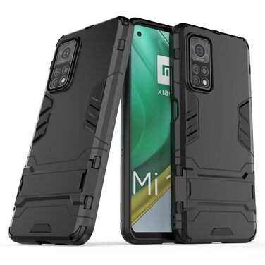 Case cover For Xiaomi MI 10T Pro PC + TPU Shockproof Protective Case with Holder(Black)