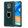 Case cover For Xiaomi Redmi Note 9 Pro Max Carbon Fiber Protective Case with 360 Degree Rotating Ring Holder(Green)