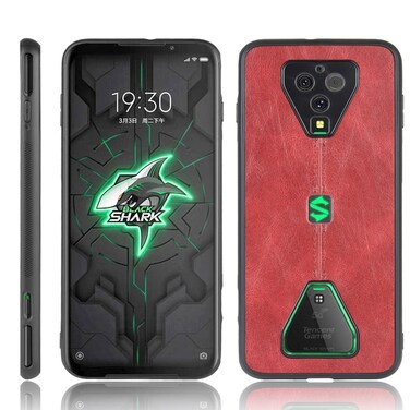 Case cover For Xiaomi Black Shark 3 Pro Shockproof Sewing Cow Pattern Skin PC + PU + TPU Case(Red)
