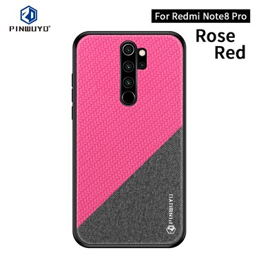 Case cover For Xiaomi RedMi Note 8 Pro PINWUYO Rong Series  Shockproof PC + TPU+ Chemical Fiber Cloth Protective Cover(Red)