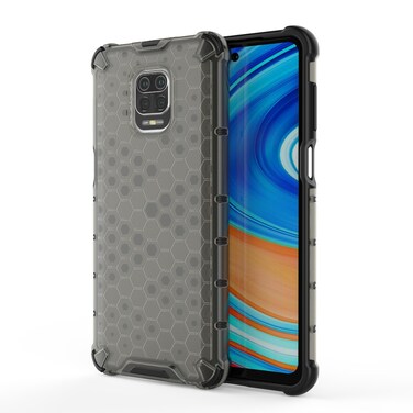 Case cover For Xiaomi Redmi Note 9S Shockproof Honeycomb PC + TPU Protective Case(Black)