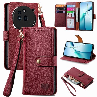 Case Cover For Nothing Phone 3a Love Zipper Lanyard Leather Phone Case(Red)