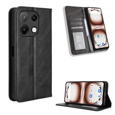 Case Cover For Umidigi Note 100 / Note 100A Magnetic Buckle Retro Texture Leather Phone Case(Black)