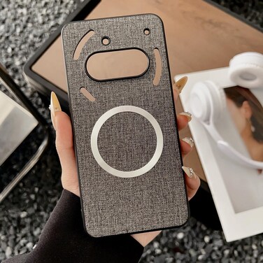 Case cover For Nothing Phone 3a Pro Magsafe Magnetic Ring Cloth Texture Phone Case(Grey)