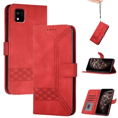 Case cover For Kyocera Kantan Sumaho3 A205KC Cubic Skin Feel Flip Leather Phone Case(Red)