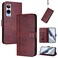 Case cover For Cricket Icon 6 / AT&amp;T Verge Line Splicing Buckle Retro Leather Phone Case(Wine Red)
