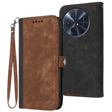 Case cover For TCL 50 XL 5G / 50 XL NxtPaper Side Buckle Double Fold Hand Strap Leather Phone Case(Brown)