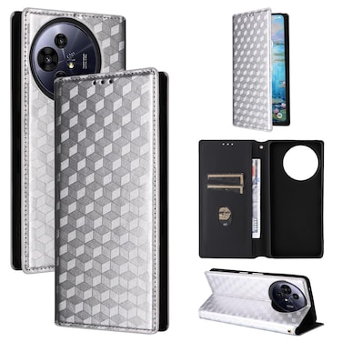 Case cover For TCL 50 NxtPaper / 50 Pro NxtPaper Cubic Grid Texture Flip Leather Phone Case(Silver)