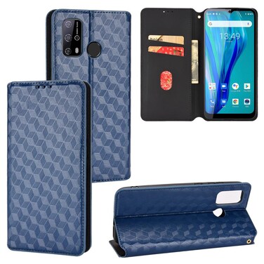 Case cover For Oukitel C23 Pro Cubic Grid Texture Flip Leather Phone Case(Blue)