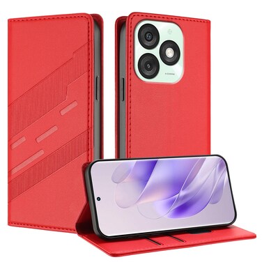 Case cover For itel A50 Embossed Multi-functional Wallet Retro Leather Phone Case(Red)