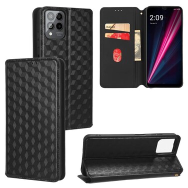 Case cover For T-Mobile REVVL 6 Pro 5G / REVVL 6x Pro Cubic Grid Texture Flip Leather Phone Case(Black)