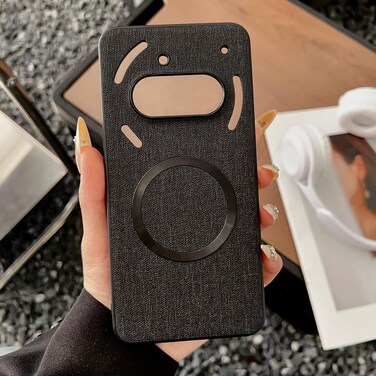 Case cover For Nothing Phone 3a Pro Magsafe Magnetic Ring Cloth Texture Phone Case(Black)