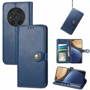 Case cover For Honor Magic3 Solid Color Leather Buckle Phone Case(Blue)