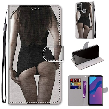 Case cover For Huawei Honor 9A Coloured Drawing Cross Texture Horizontal Flip PU Leather Case with Holder &amp; Card Slots &amp; Wallet &amp; Lanyard(Upskirt)