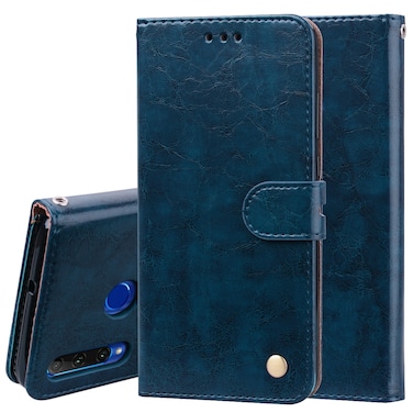 Case cover Business Style Oil Wax Texture Horizontal Flip Leather Case for Huawei Honor 10i, with Holder &amp; Card Slots &amp; Wallet(Blue)