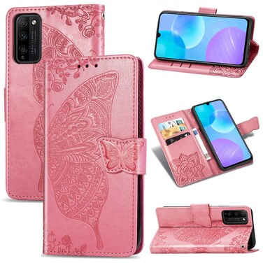 Case cover For Huawei Honor 30 Lite Butterfly Love Flower Embossed Horizontal Flip Leather Case with Holder &amp; Card Slots &amp; Wallet &amp; Lanyard(Pink)