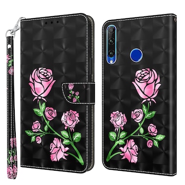Case cover For Honor 20 Lite / 20i / 10i / 10 Lite 3D Painted Leather Phone Case(Rose)