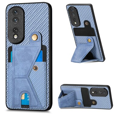 Case cover For Honor 80 Pro Carbon Fiber Wallet Flip Card K-shaped Holder Phone Case(Blue)