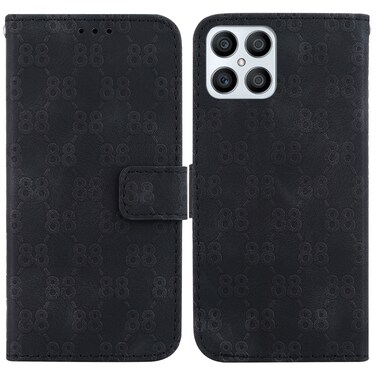 Case cover For Honor X8 Double 8-shaped Embossed Leather Phone Case(Black)