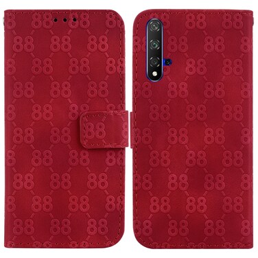 Case cover For Honor 20 / Huawei nova 5T Double 8-shaped Embossed Leather Phone Case(Red)