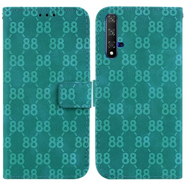 Case cover For Honor 20 / Huawei nova 5T Double 8-shaped Embossed Leather Phone Case(Green)