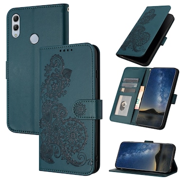 Case cover For Honor 10 Lite Datura Flower Embossed Flip Leather Phone Case(Dark Green)