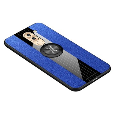 Case cover For Huawei Honor 6X XINLI Stitching Cloth Textue Shockproof TPU Protective Case with Ring Holder(Blue)