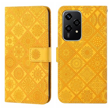 Case cover For Honor 200 Lite Global Ethnic Style Embossed Pattern Leather Phone Case(Yellow)