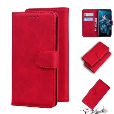 Case cover For Huawei nova 5T / Honor 20 Skin Feel Pure Color Flip Leather Phone Case(Red)