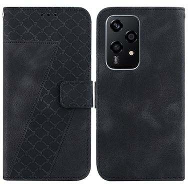 Case cover For Honor 200 Lite Global Seven-shaped Embossed Leather Phone Case(Black)