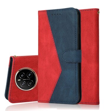 Case cover For Honor Magic7 Pro Dual-color Stitching Leather Phone Case(Red Blue)