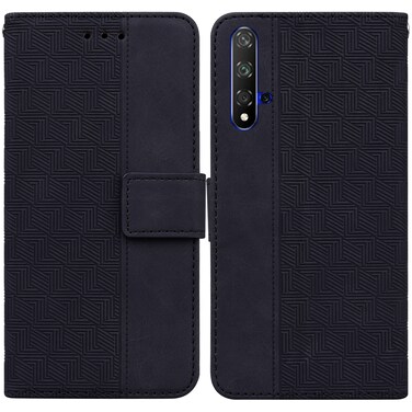 Case cover For Honor 20 / Huawei nova 5T Geometric Embossed Leather Phone Case(Black)