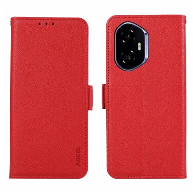 Case cover For Honor 400 ABEEL Side-Magnetic Litchi Pattern Leather RFID Phone Case(Red)