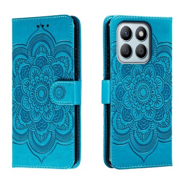 Case cover For Honor X8B Sun Mandala Embossing Pattern Phone Leather Case(Blue)