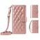 Case cover For Honor 400 Lite Three Card Slot Diamond Grid  Leather Phone Case with Long / Short Straps(Rose Gold)