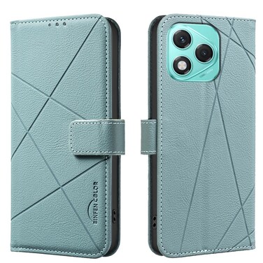 Case cover For Honor 400 Lite Geometric Pattern RFID Leather Phone Case(Green)