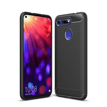 Case cover Brushed Texture Carbon Fiber Shockproof TPU Case for Huawei Honor View 20(Black)