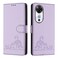 Case cover For Honor Play 60 5G Cat Rat Embossed Pattern RFID Leather Phone Case with Lanyard(Purple)