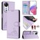 Case cover For Honor Play 60 5G Cat Rat Embossed Pattern RFID Leather Phone Case with Lanyard(Purple)