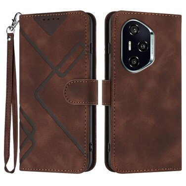 Case cover For Honor 400 Line Pattern Skin Feel Leather Phone Case(Coffee)