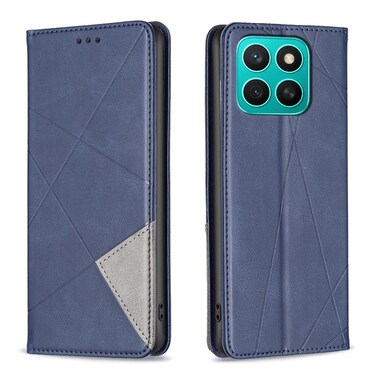 Case cover For Honor X8c 4G Rhombus Texture Magnetic Leather Phone Case(Blue)
